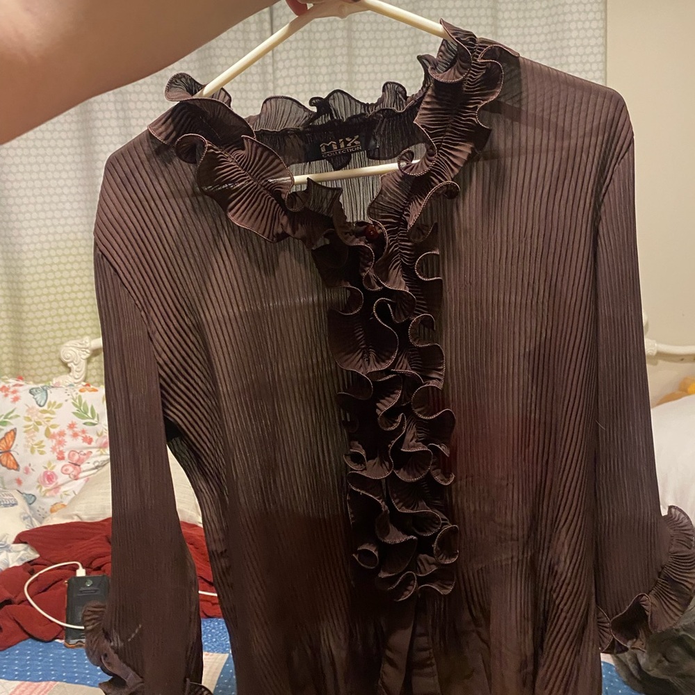Ruffled Brown Blouse